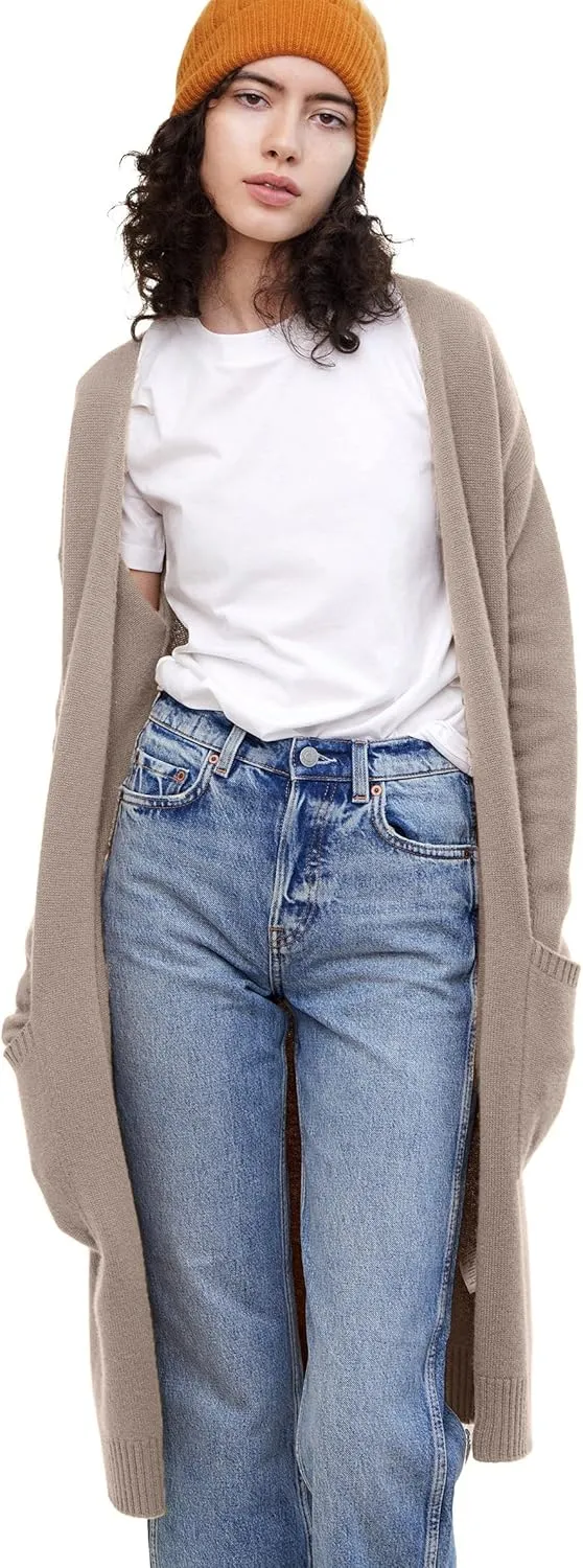 State Cashmere Long Sweater Cardigan Women 100% Pure Cashmere Cardigan with Pockets Cashmere Cardigans for Women