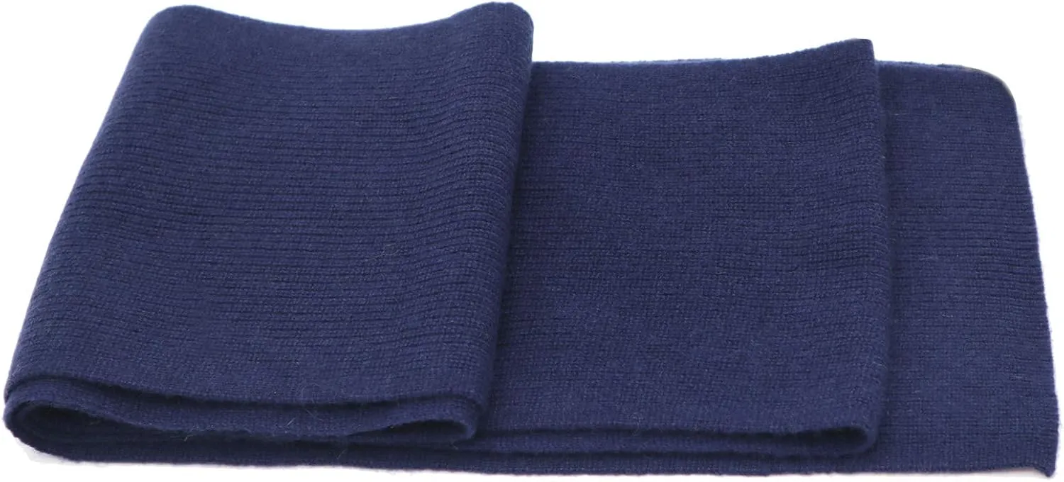 State Cashmere Unisex Classic Ribbed Solid Scarf 100% Pure Cashmere Ultra Soft Winter Must Have
