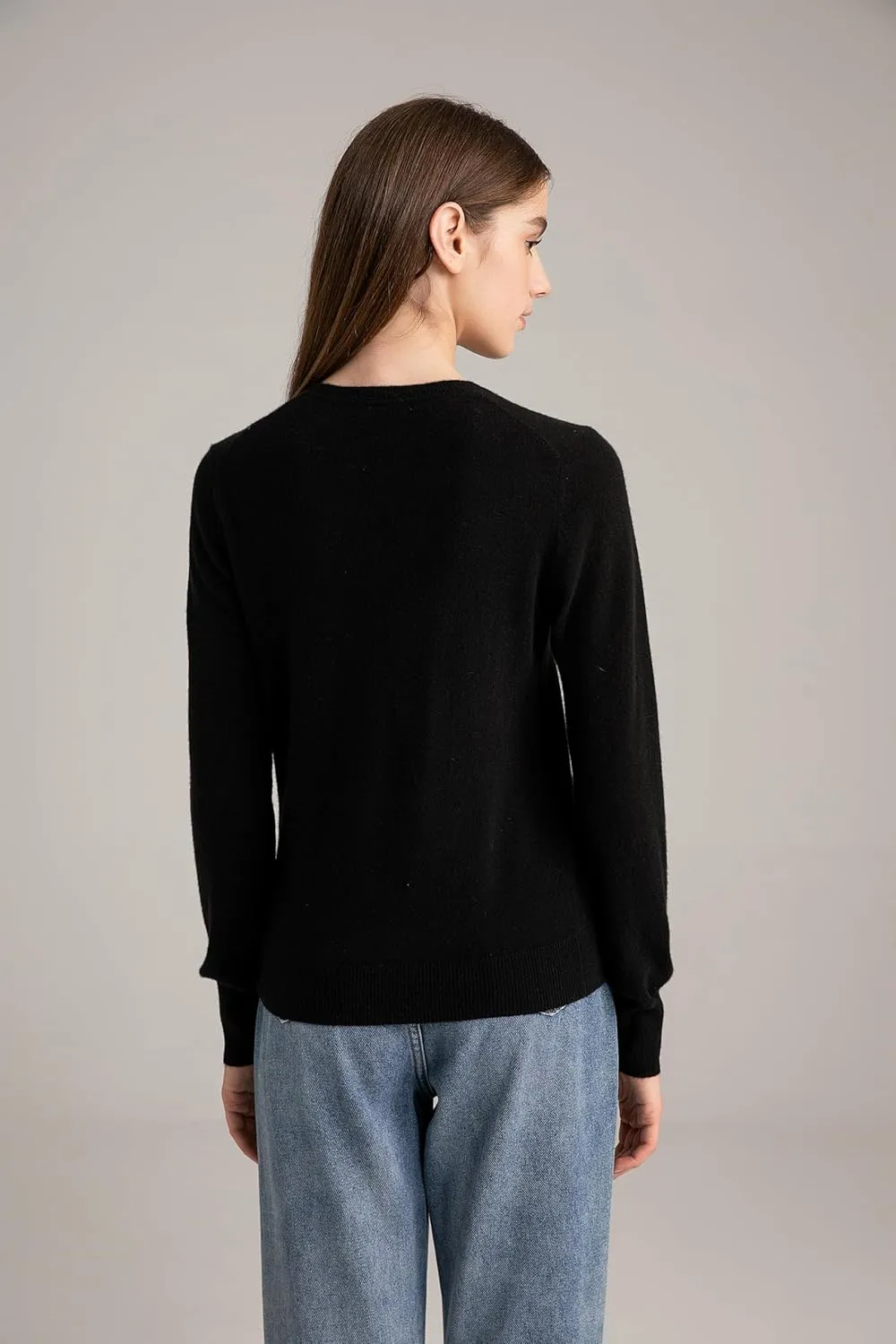 State Cashmere Women’s Essential V-Neck Sweater 100% Pure Cashmere Classic Long Sleeve Pullover