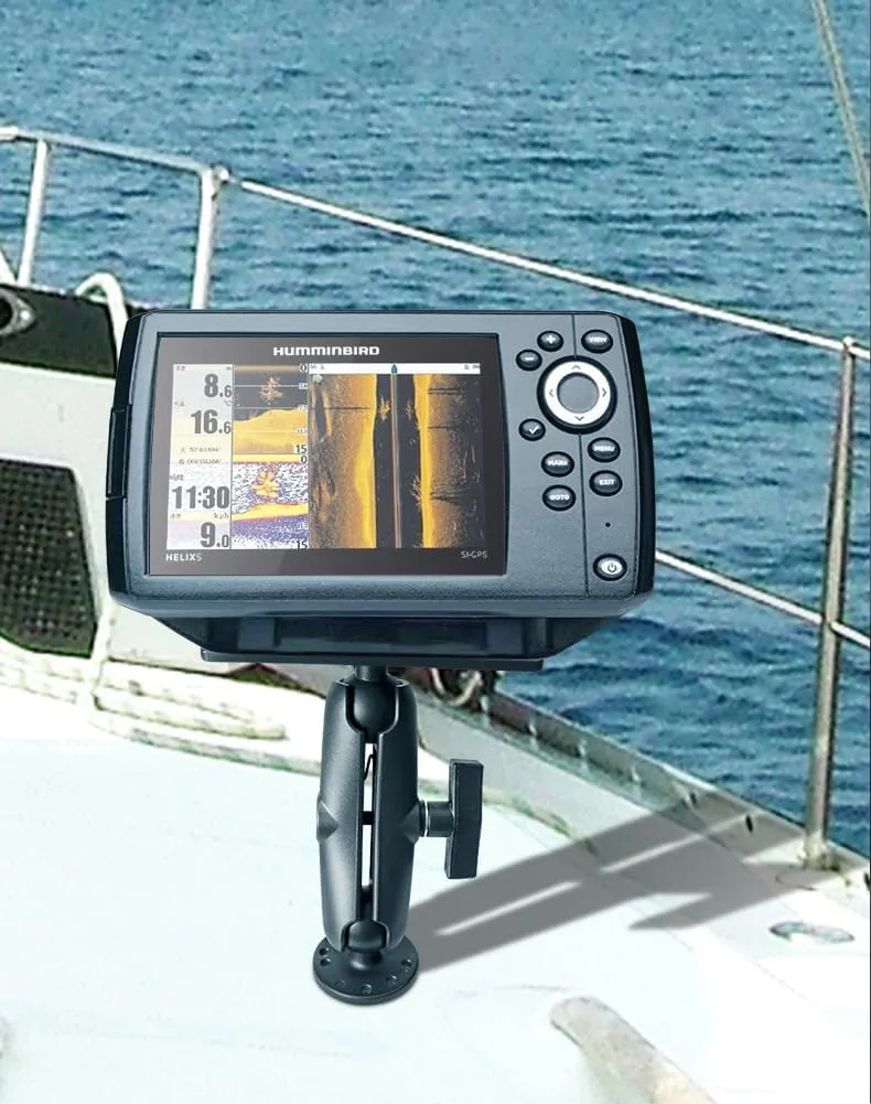 Strg Fish Finder Mount for Kayak with C Size 1.5" Ball Rectangle Plate and Round Base, Aluminum Alloy Depth Finder Mount Marine Electronic Mounts for Garmin, Lowrance and More Fish Finders