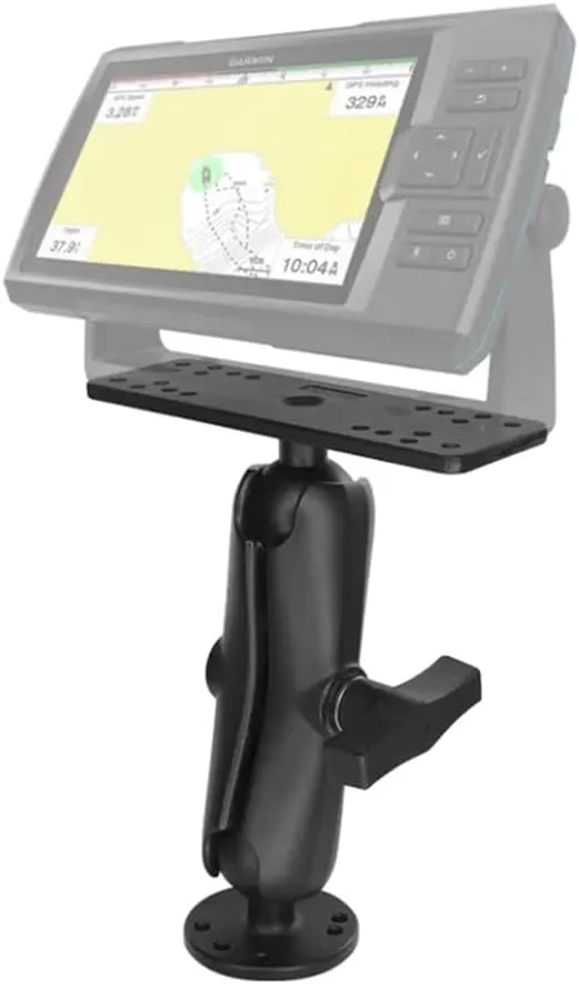 Strg Fish Finder Mount for Kayak with C Size 1.5" Ball Rectangle Plate and Round Base, Aluminum Alloy Depth Finder Mount Marine Electronic Mounts for Garmin, Lowrance and More Fish Finders