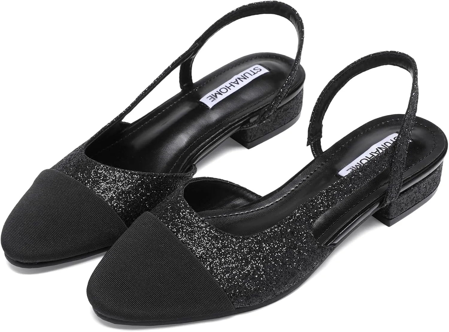 STUNAHOME Womens Slingback Flats Two Tone Closed Round Toe Casual Pumps for Office or Fashion
