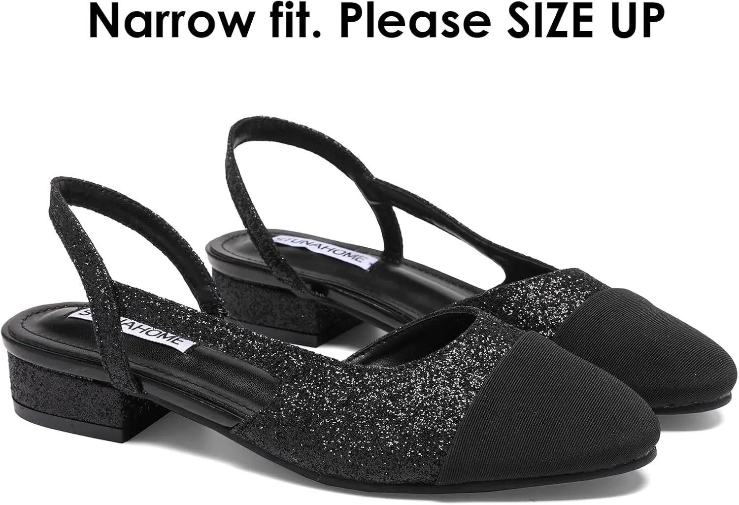 STUNAHOME Womens Slingback Flats Two Tone Closed Round Toe Casual Pumps for Office or Fashion