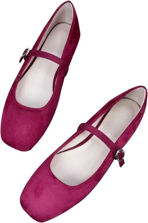 Stunner Womens Mary Jane Flats Round Toe Ballet Flats Stylish Leather Flats One Line Strap Slip On Flat Shoes