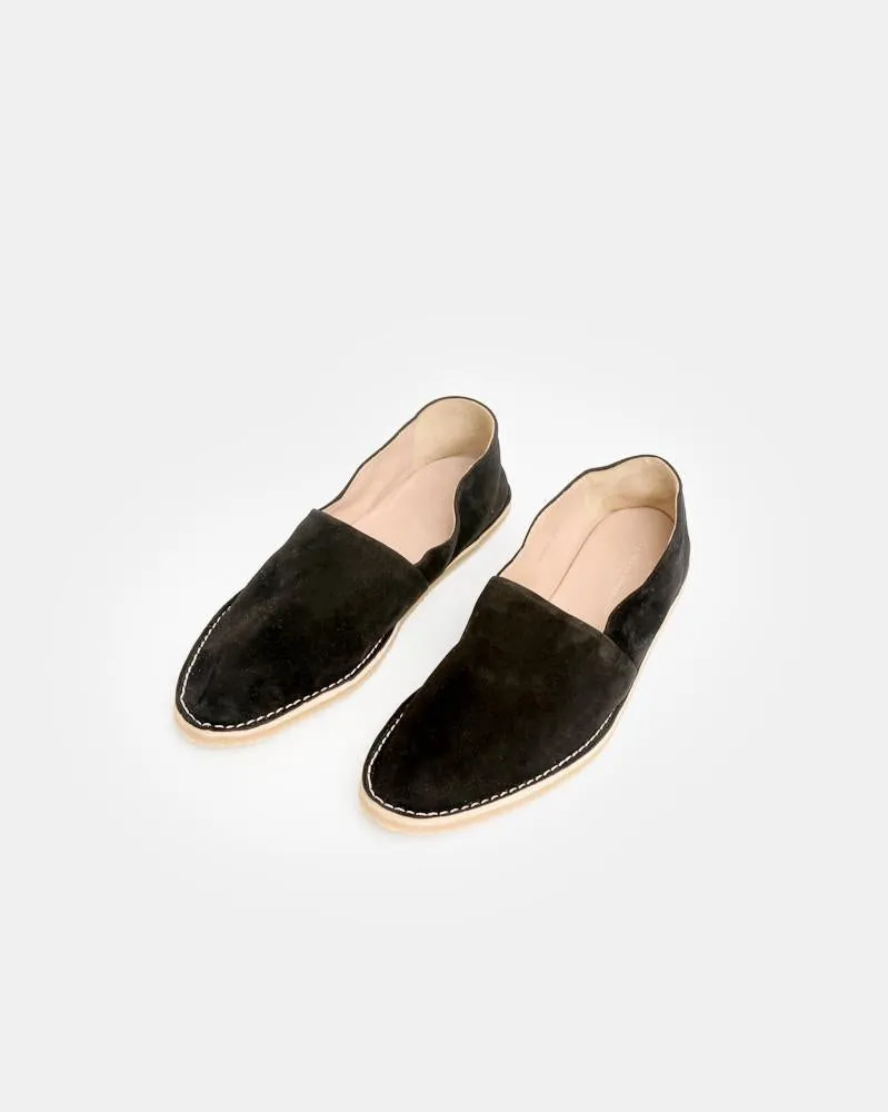 Suede Venetian Loafers in Black