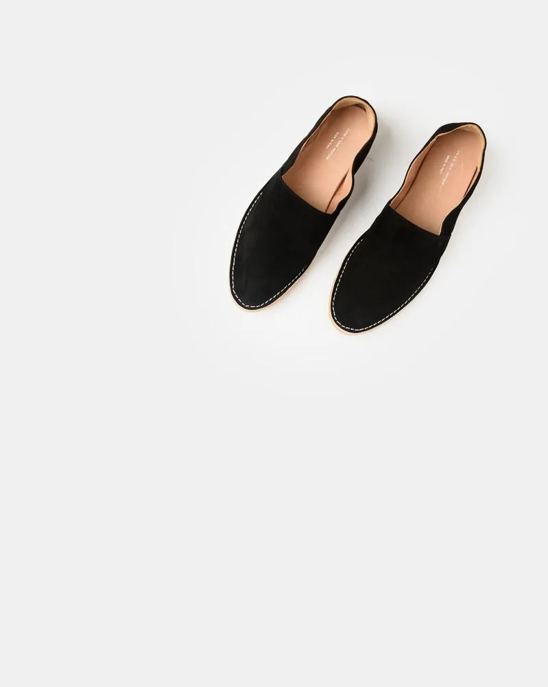 Suede Venetian Loafers in Black