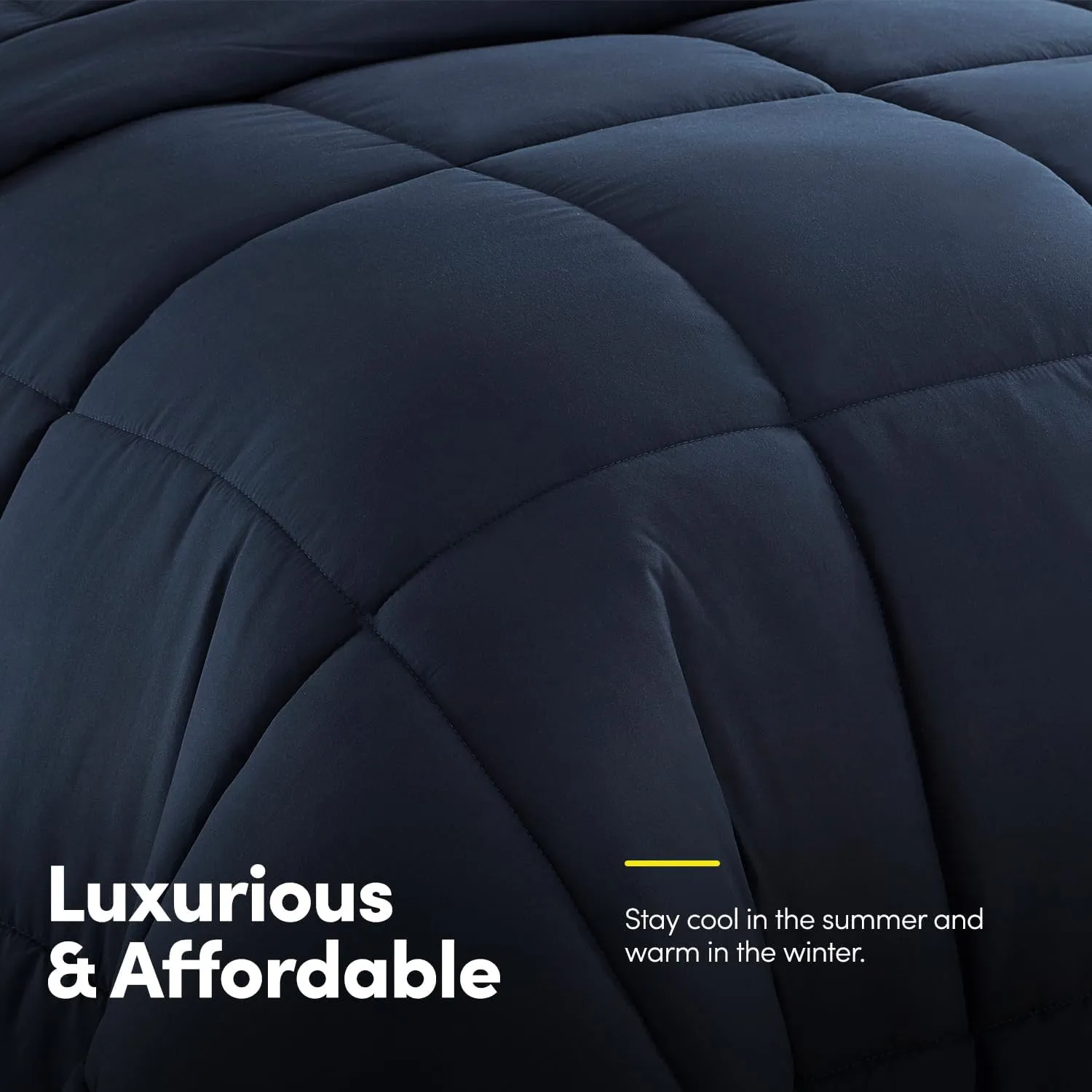Sweet Home Collection 7 Piece Comforter Set Bag Solid Color All Season Soft Down Alternative Blanket & Luxurious Microfiber Bed Sheets, Navy, Twin XL