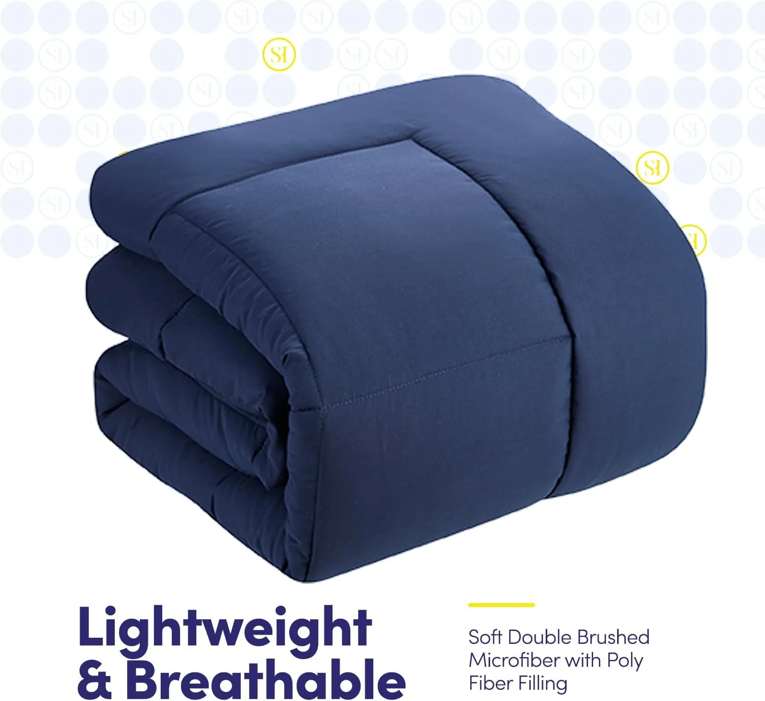 Sweet Home Collection 7 Piece Comforter Set Bag Solid Color All Season Soft Down Alternative Blanket & Luxurious Microfiber Bed Sheets, Navy, Twin XL