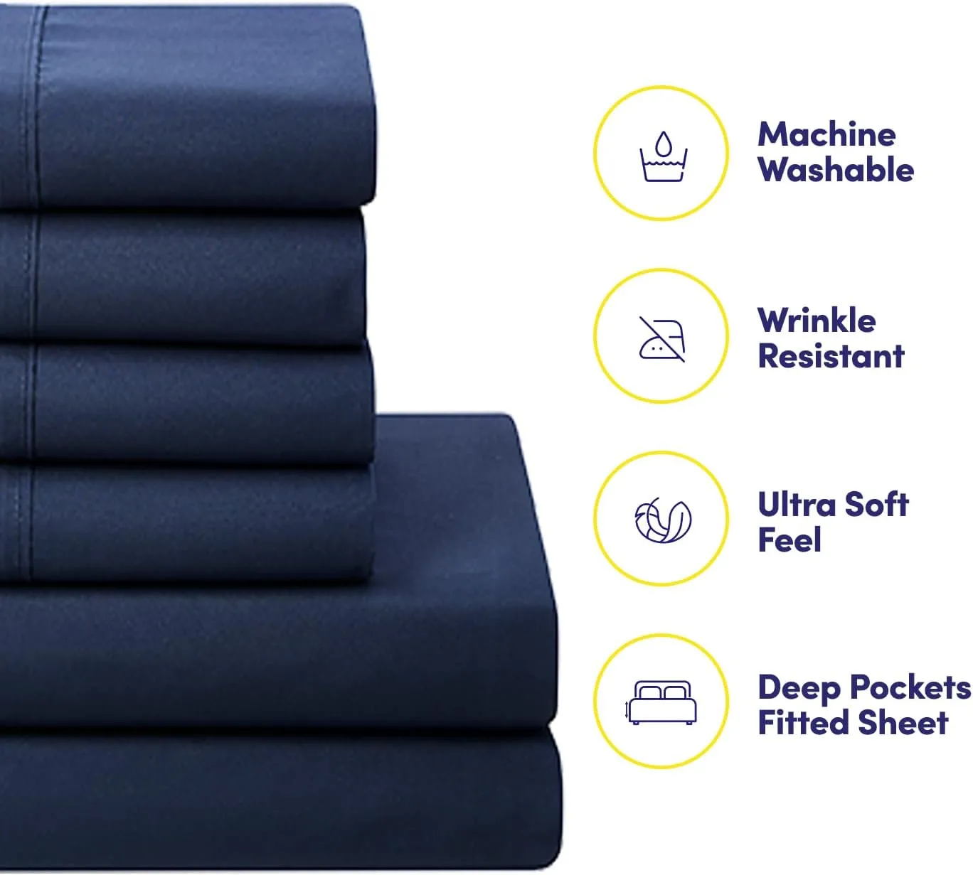 Sweet Home Collection 7 Piece Comforter Set Bag Solid Color All Season Soft Down Alternative Blanket & Luxurious Microfiber Bed Sheets, Navy, Twin XL