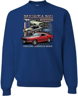 Tee Hunt Ford Mustang Classics Sweatshirt Muscle Car Untamed American Spirit Sweater