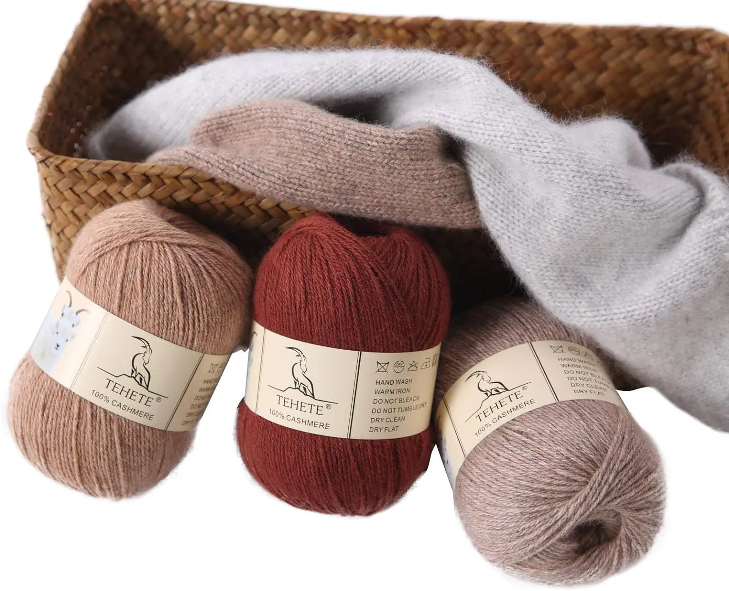 TEHETE 100% Cashmere Yarn for Crocheting 3-Ply Warm Soft Luxurious Fuzzy Knitting Yarn (Black)