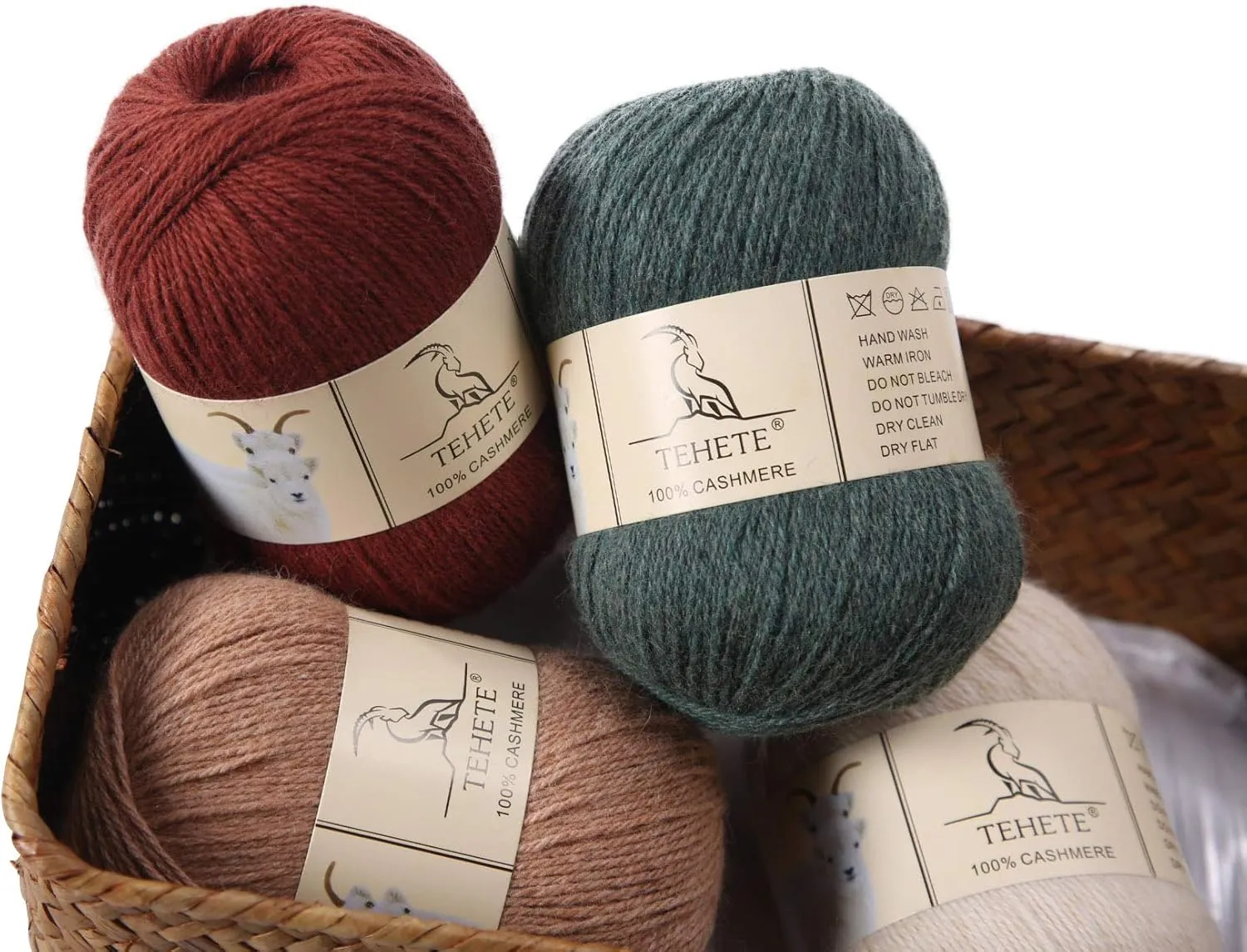 TEHETE 100% Cashmere Yarn for Crocheting 3-Ply Warm Soft Luxurious Fuzzy Knitting Yarn (Black)