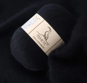 TEHETE 100% Cashmere Yarn for Crocheting 3-Ply Warm Soft Luxurious Fuzzy Knitting Yarn (Black)