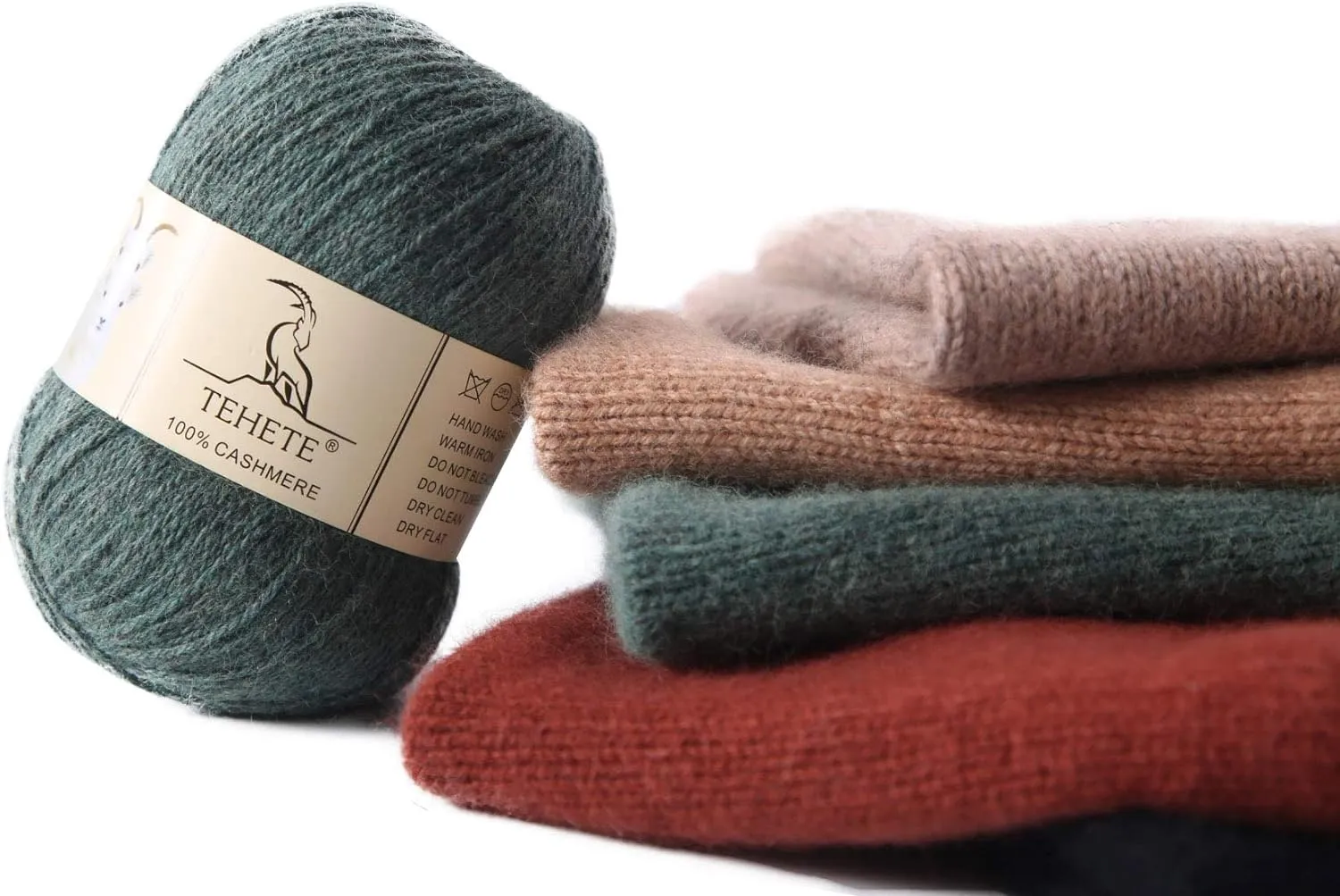 TEHETE 100% Cashmere Yarn for Crocheting 3-Ply Warm Soft Luxurious Fuzzy Knitting Yarn (Black)