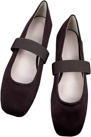 TN TANGNEST Ballet Flats for Women Soft Leather Ankle Buckle Flats Comfortable Square Toe Mary Jane Flats