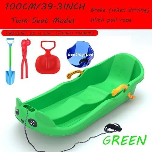 Two-Person, Two-Seater Thickened Sledges, Two-Handle Children's Sledges, Frost-Resistant and Wear-Resistant Sledges, Sledges with Pull Ropes