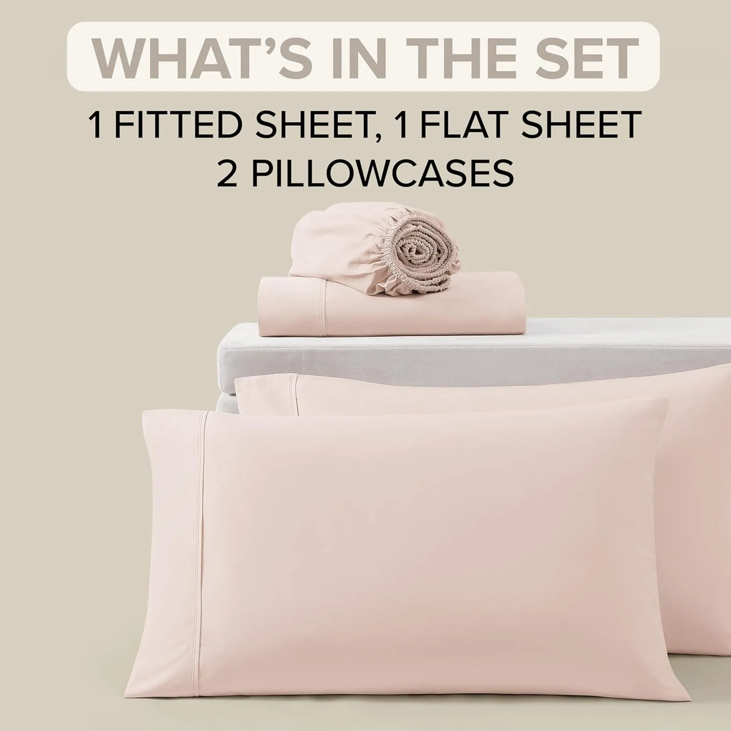 UGG Hedi Full Sheet Set 4-Piece Luxury Cooling Sheets Deep Pockets Premium Bedding with 2 Pillow Shams Hypoallergenic Machine Washable Soft Lightweight Bed Set for Bedroom, Full, Shell Pink