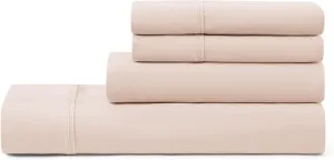 UGG Hedi Full Sheet Set 4-Piece Luxury Cooling Sheets Deep Pockets Premium Bedding with 2 Pillow Shams Hypoallergenic Machine Washable Soft Lightweight Bed Set for Bedroom, Full, Shell Pink