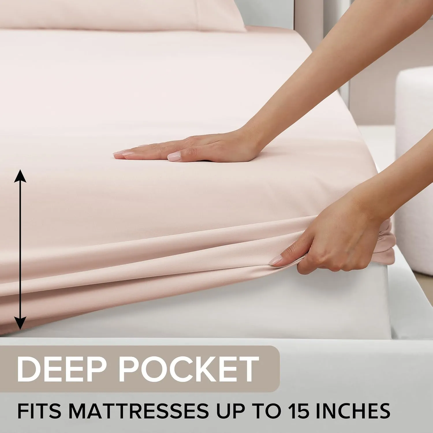 UGG Hedi Full Sheet Set 4-Piece Luxury Cooling Sheets Deep Pockets Premium Bedding with 2 Pillow Shams Hypoallergenic Machine Washable Soft Lightweight Bed Set for Bedroom, Full, Shell Pink