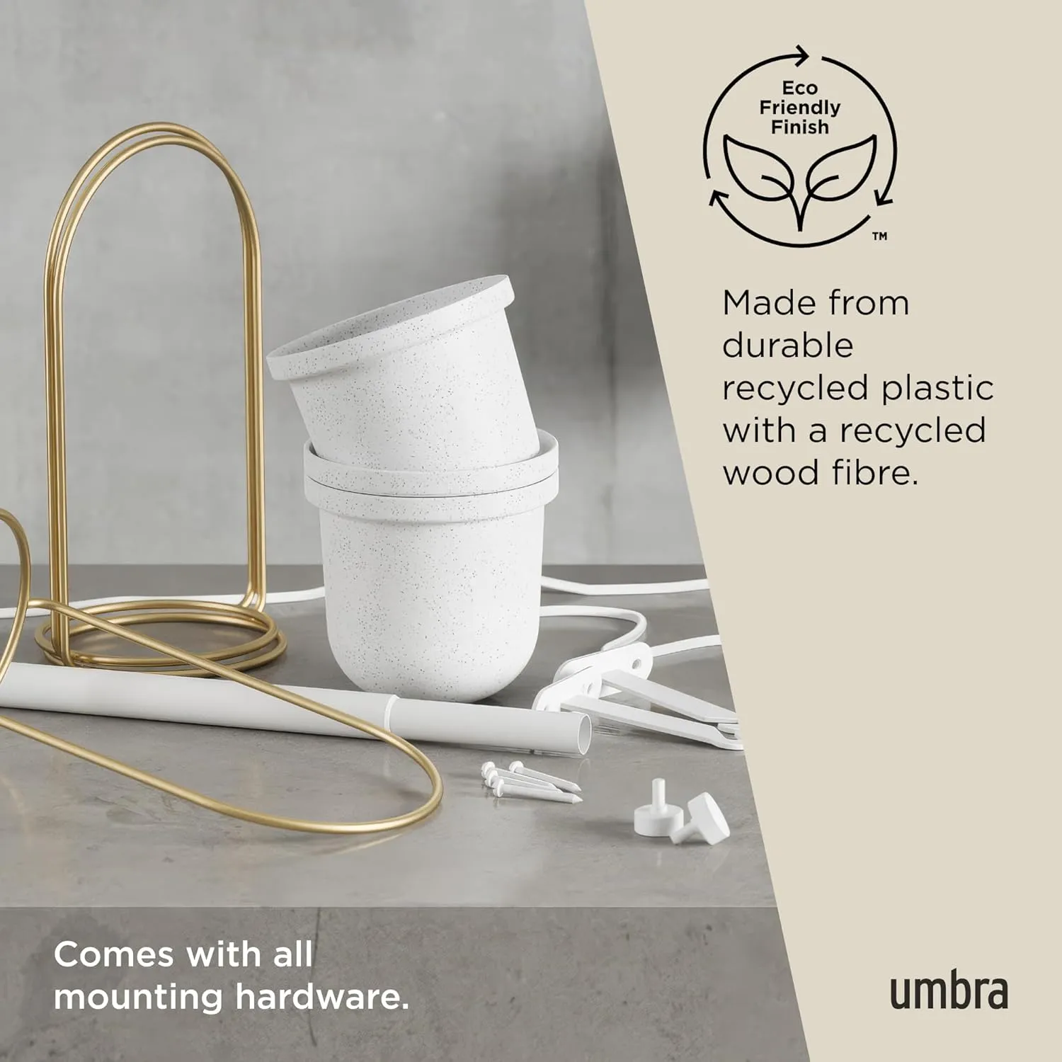 Umbra Triflora Hanging Planter for Window, Indoor Herb Garden, Set of 5, White/Brass