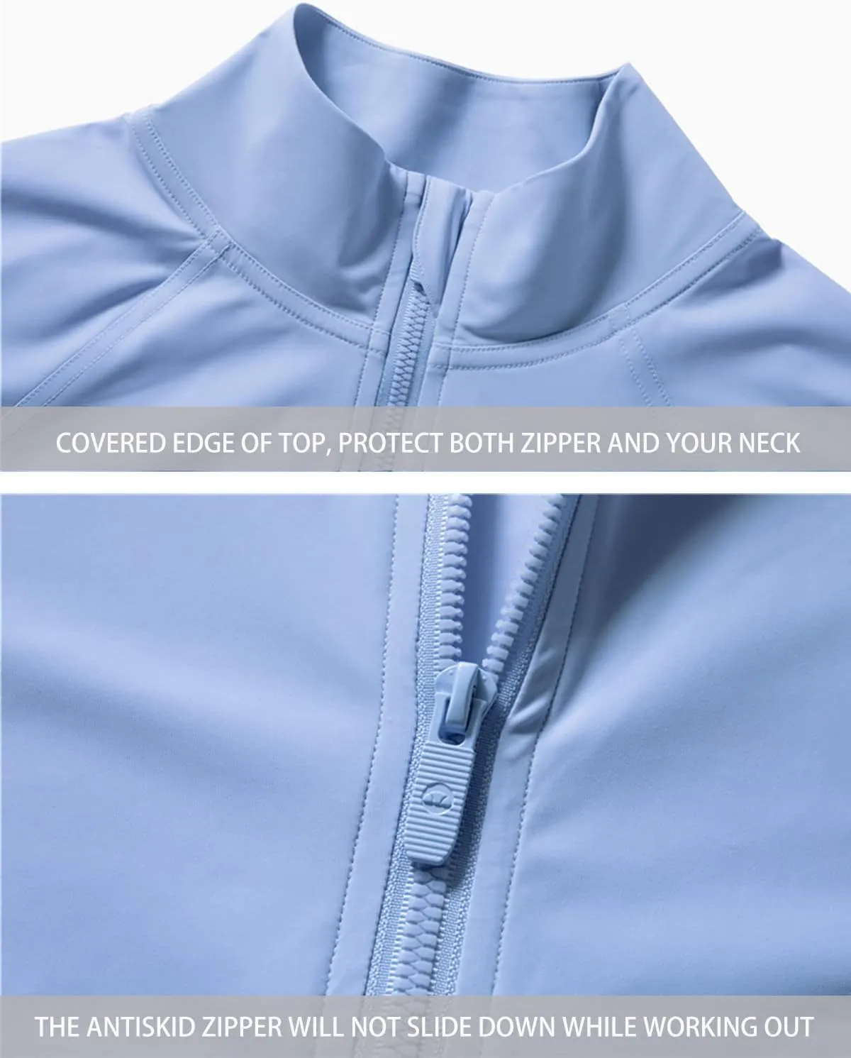 UPF 50  Workout Jackets for Women Athletic Zip Up Running Jacket Sun Protection Lightweight UPF Cropped Jacket