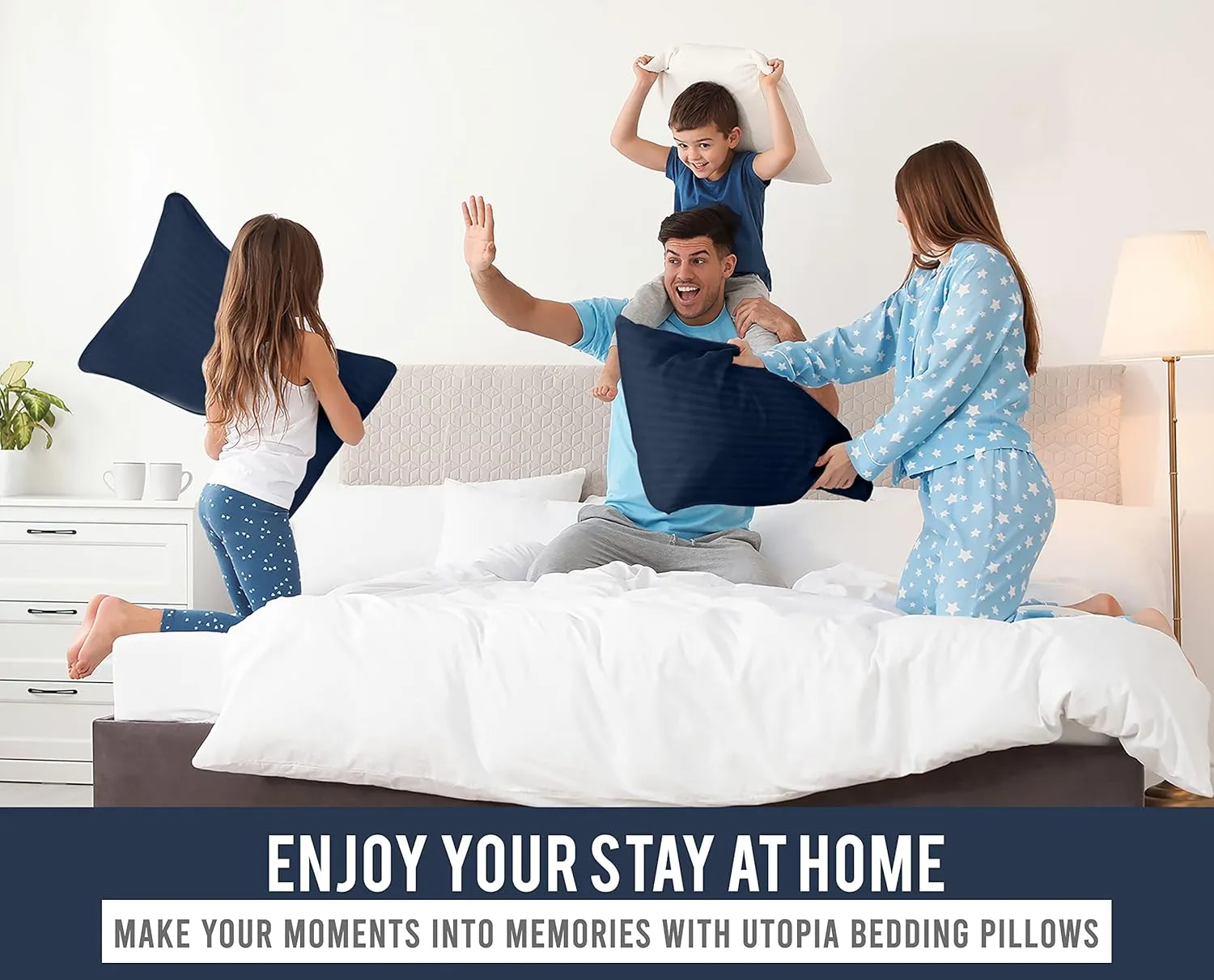 Utopia Bedding Bed Pillows for Sleeping Queen Size (Navy), Set of 2, Cooling Hotel Quality, for Back, Stomach or Side Sleepers