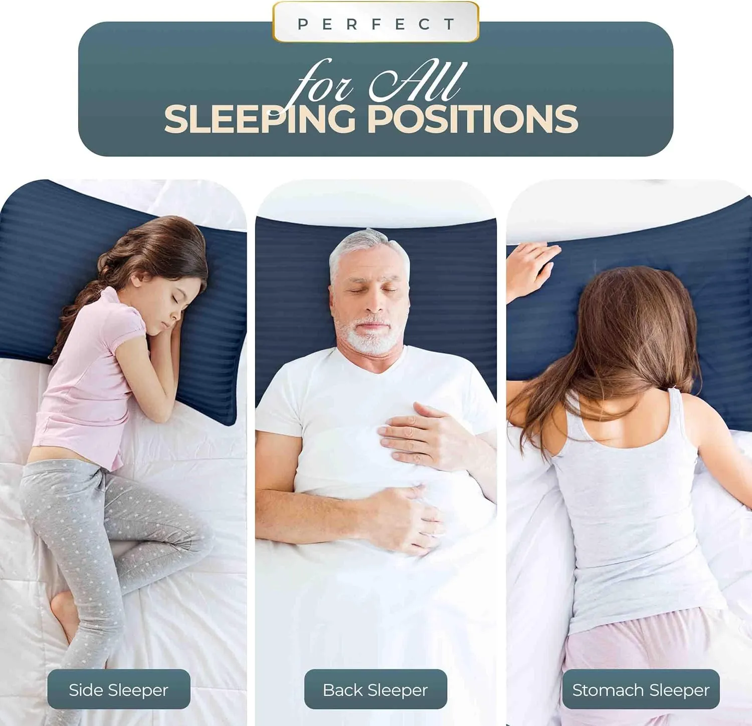 Utopia Bedding Bed Pillows for Sleeping Queen Size (Navy), Set of 2, Cooling Hotel Quality, for Back, Stomach or Side Sleepers