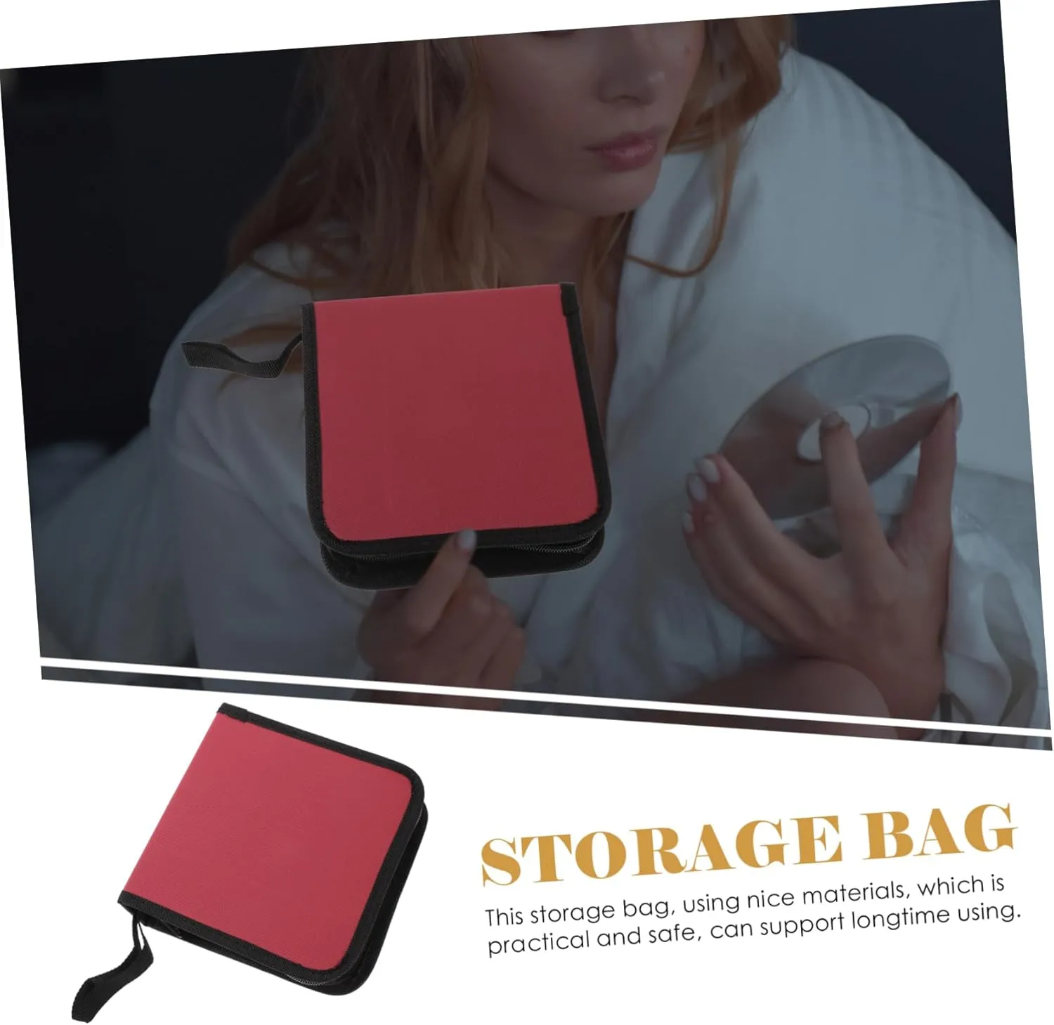 Wakauto Storage Bag Car Cases Handle Organizer Holder Portable Storage Boxes Storage Case Slot Disc Lightweight Wallet Binder Case Bag Travel Case Pouch