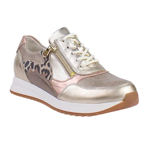 Waldlaufer Ladies Trainers - 752016 - Gold/Leopard