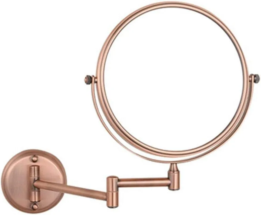 Wall Mounted Makeup Mirror with 3X Magnification, 360 Degree Swivel, Two-Sided Extendable, Bathroom and Hotel (Color : Black Bronze)
