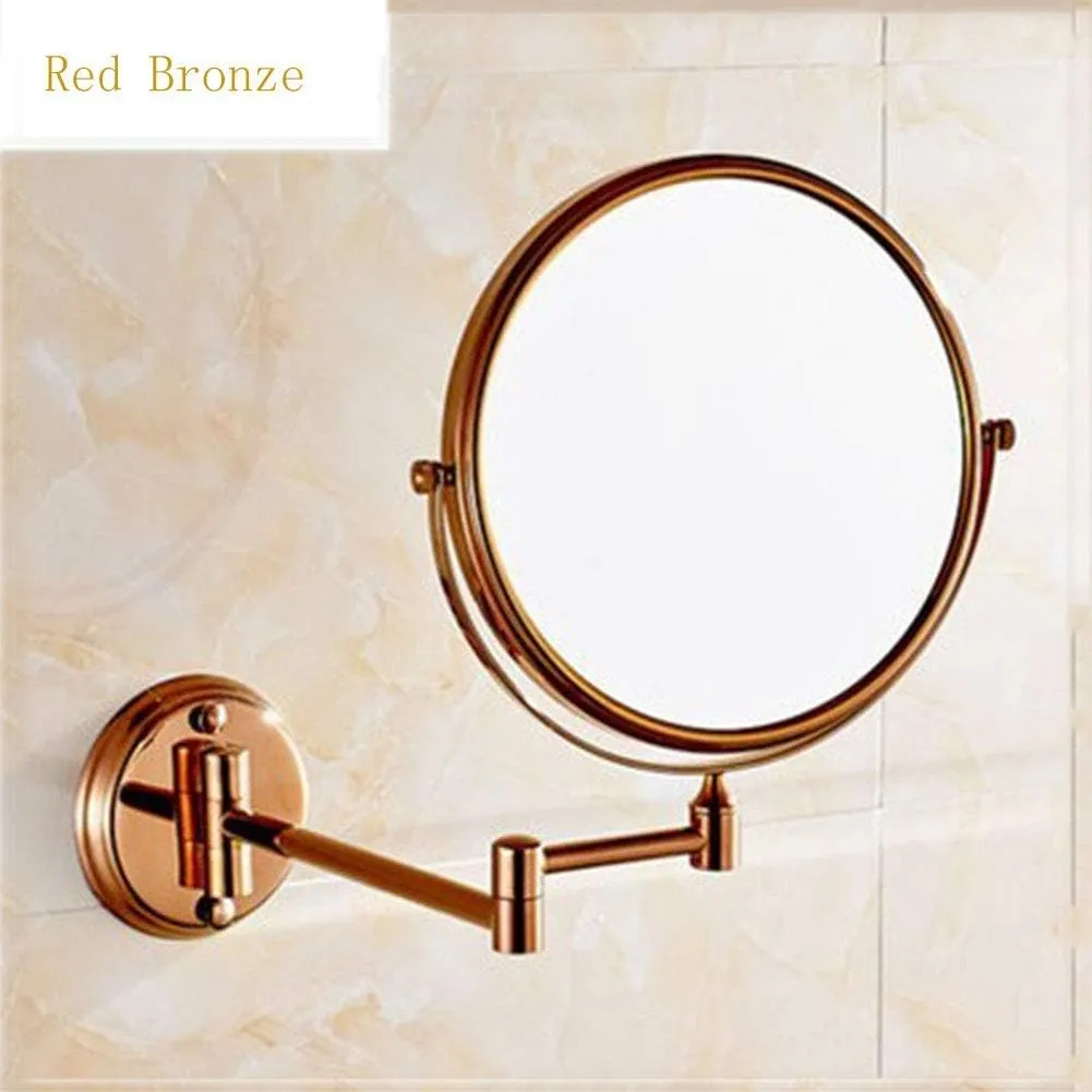 Wall Mounted Makeup Mirror with 3X Magnification, 360 Degree Swivel, Two-Sided Extendable, Bathroom and Hotel (Color : Black Bronze)