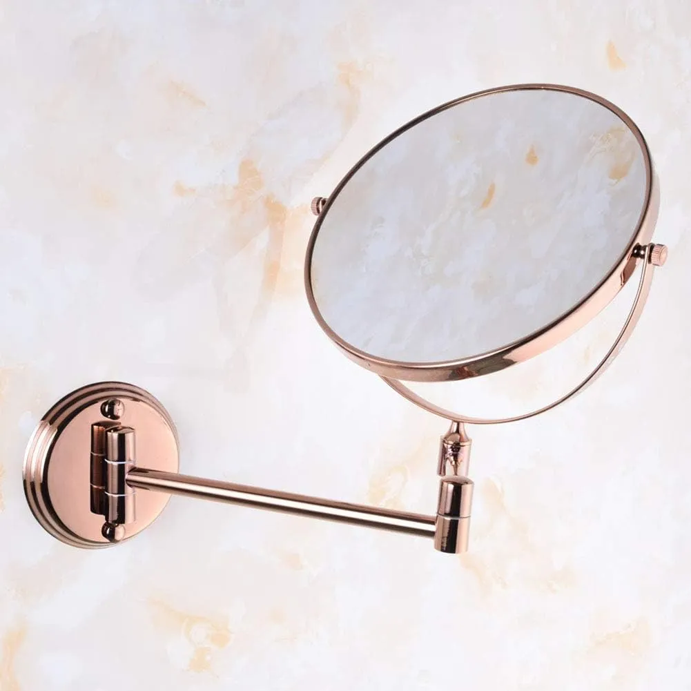 Wall Mounted Makeup Mirror with 3X Magnification, 360 Degree Swivel, Two-Sided Extendable, Bathroom and Hotel (Color : Black Bronze)