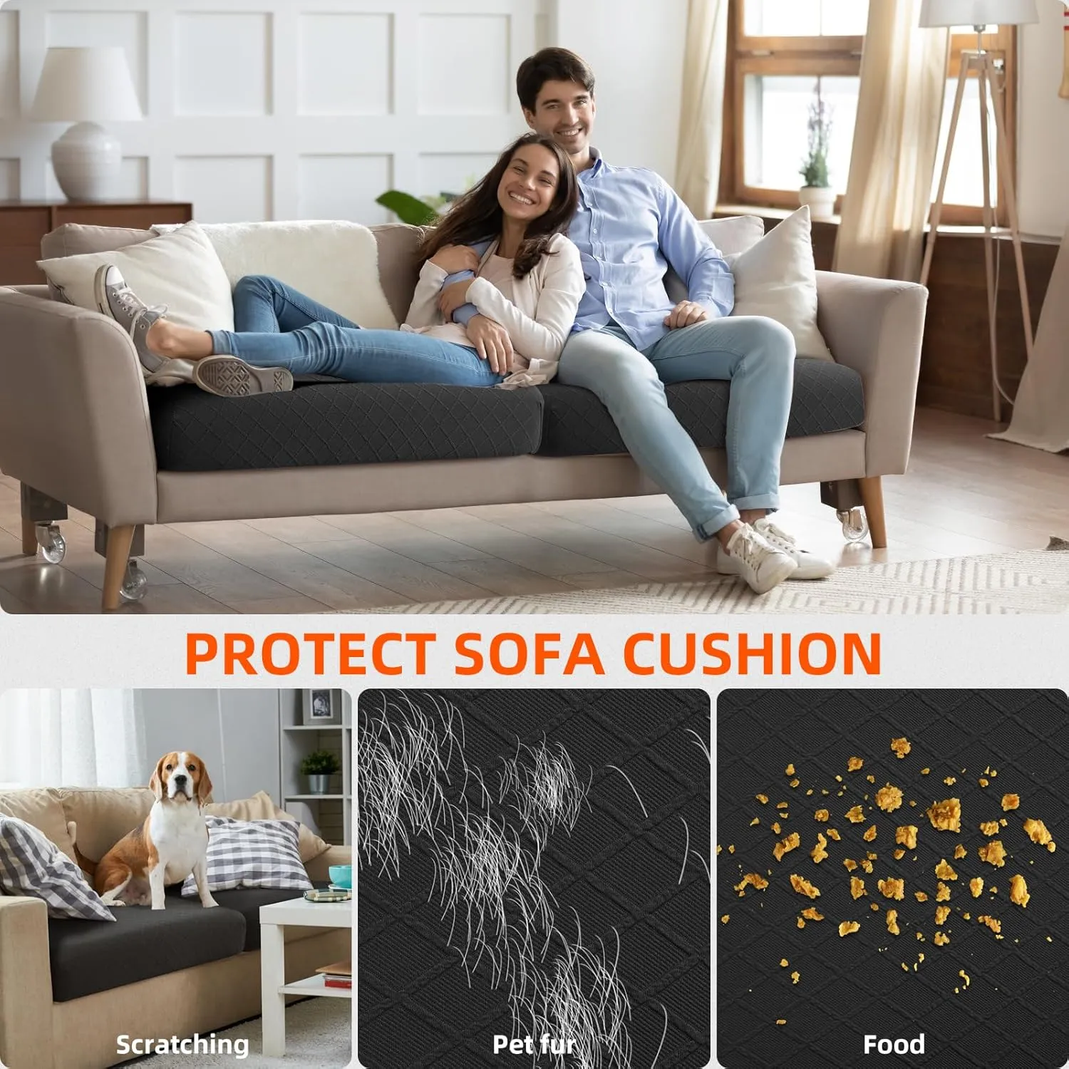 Waterproof Couch Cushion Covers, Stretch Individual Sofa Seat Cover for Cushion Couch, Replacement Cushion Slipcovers for Chair Loveseat Sofa Cushion Outdoor Patio Furniture Protector