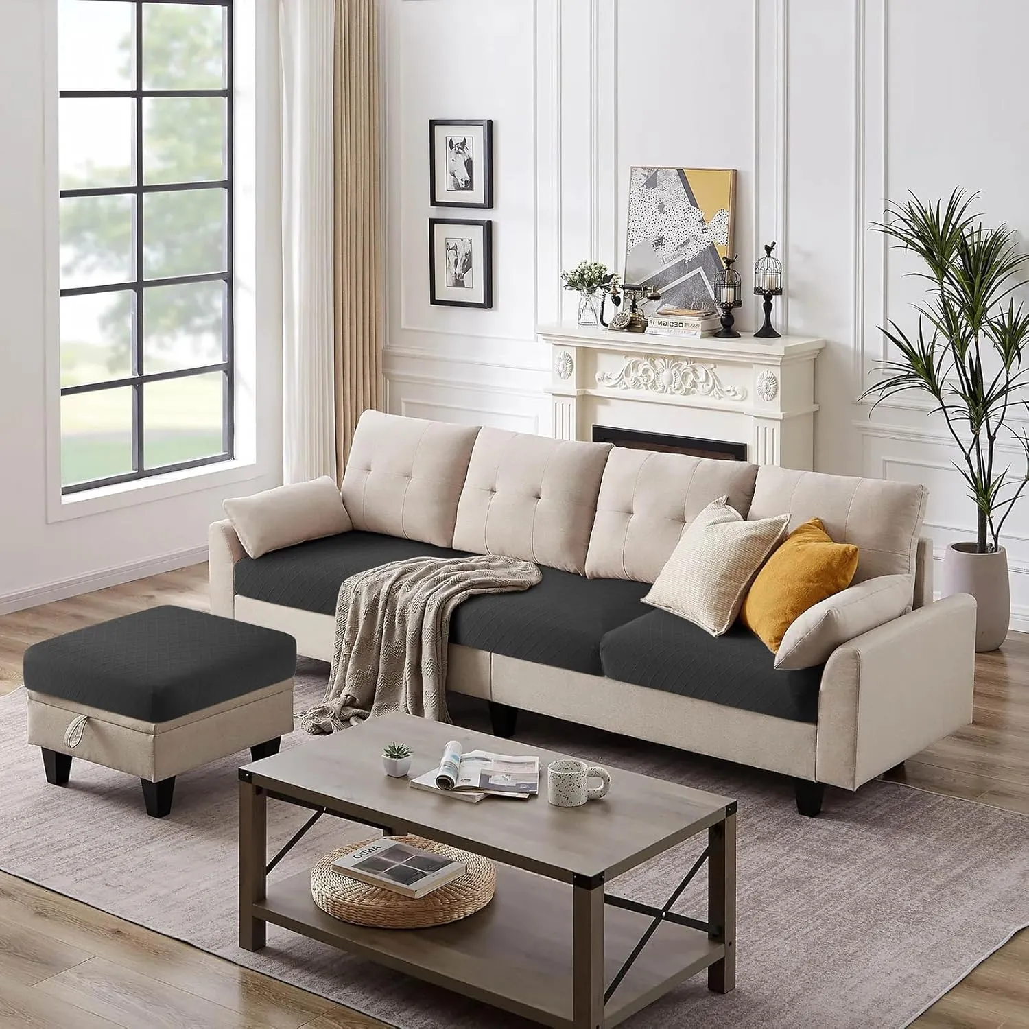Waterproof Couch Cushion Covers, Stretch Individual Sofa Seat Cover for Cushion Couch, Replacement Cushion Slipcovers for Chair Loveseat Sofa Cushion Outdoor Patio Furniture Protector