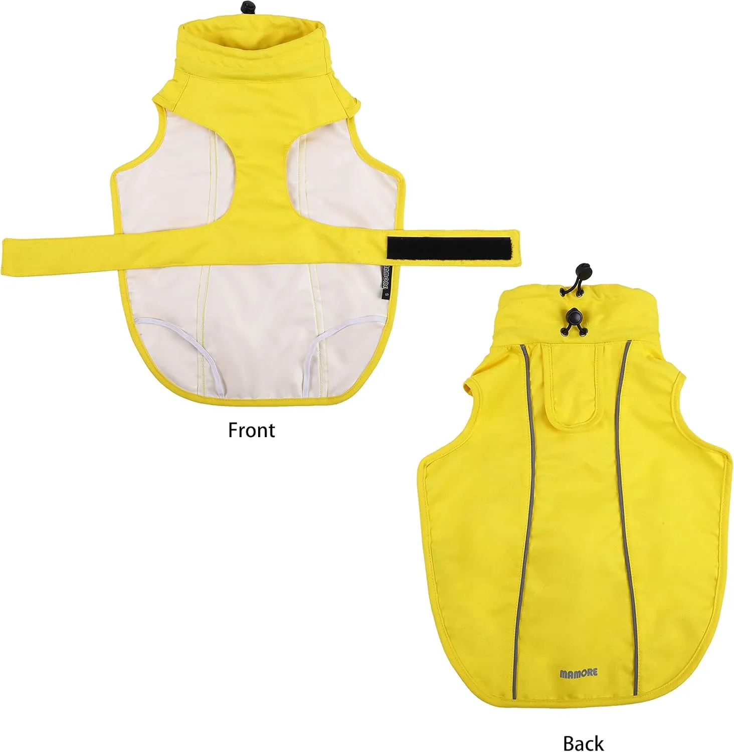 Waterproof Dog Raincoat with Reflective Strip, Adjustable Breathable Rain Coat Jacket with Leash Hole for Dogs (Yellow, X-Large)