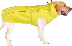 Waterproof Dog Raincoat with Reflective Strip, Adjustable Breathable Rain Coat Jacket with Leash Hole for Dogs (Yellow, X-Large)