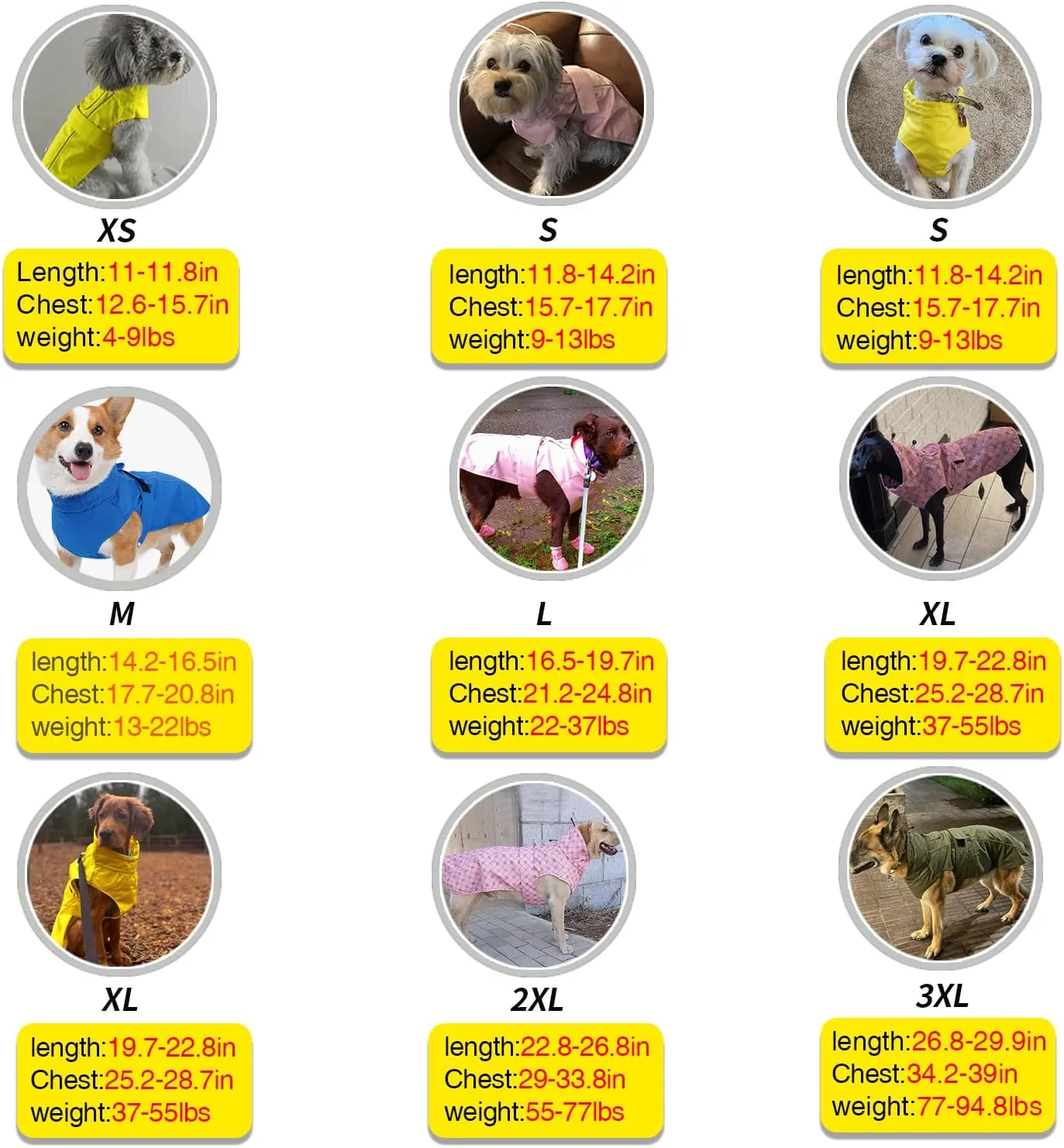 Waterproof Dog Raincoat with Reflective Strip, Adjustable Breathable Rain Coat Jacket with Leash Hole for Dogs (Yellow, X-Large)