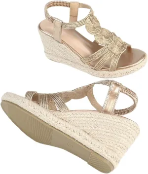Wedge Sandals for Women Round Toe High Heel Sandals Gold Platform Wedge Sandal Shoes Slingback Pump Sandals