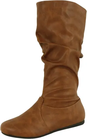 Wells Collection Womens Boots Soft Slouchy Flat to Low Heel Under Knee High