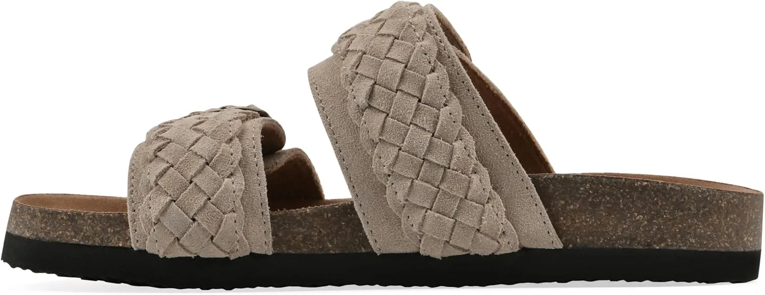 WHITE MOUNTAIN Women's Hey Hey Braided Double-Buckle Signature Comfort-Molded Footbed Sandal