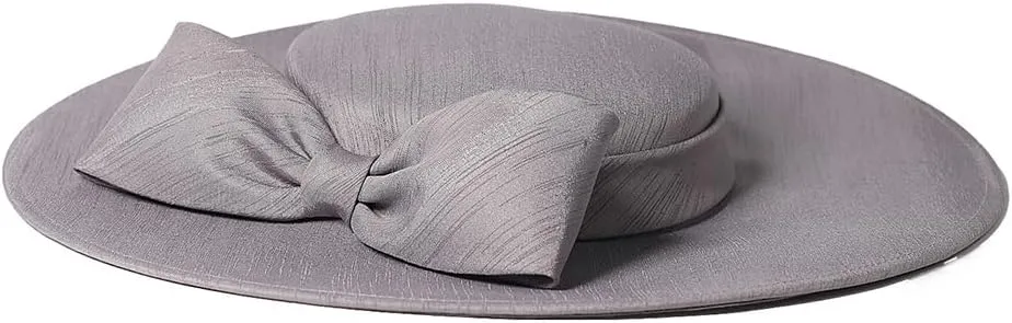 Wide Brim Hats for Women Big Bowknot Formal Occasion Kentucky Cap Lady Wedding Cocktail Party Flat Top Fedoras