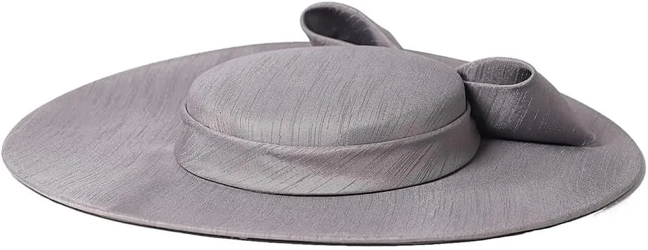 Wide Brim Hats for Women Big Bowknot Formal Occasion Kentucky Cap Lady Wedding Cocktail Party Flat Top Fedoras