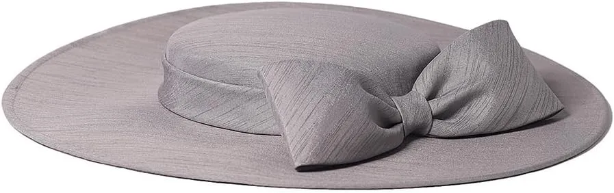 Wide Brim Hats for Women Big Bowknot Formal Occasion Kentucky Cap Lady Wedding Cocktail Party Flat Top Fedoras