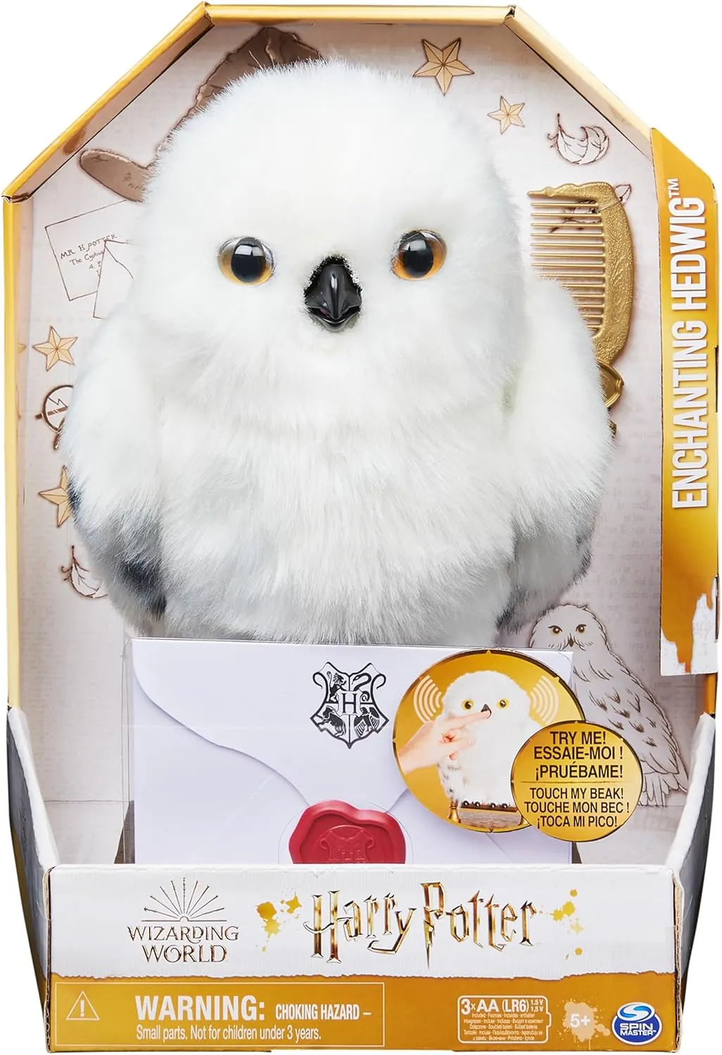Wizarding World Harry Potter, Enchanting Hedwig Interactive Owl with Over 15 Sounds and Movements and Hogwarts Envelope, Kids Toys for Ages 5 and up