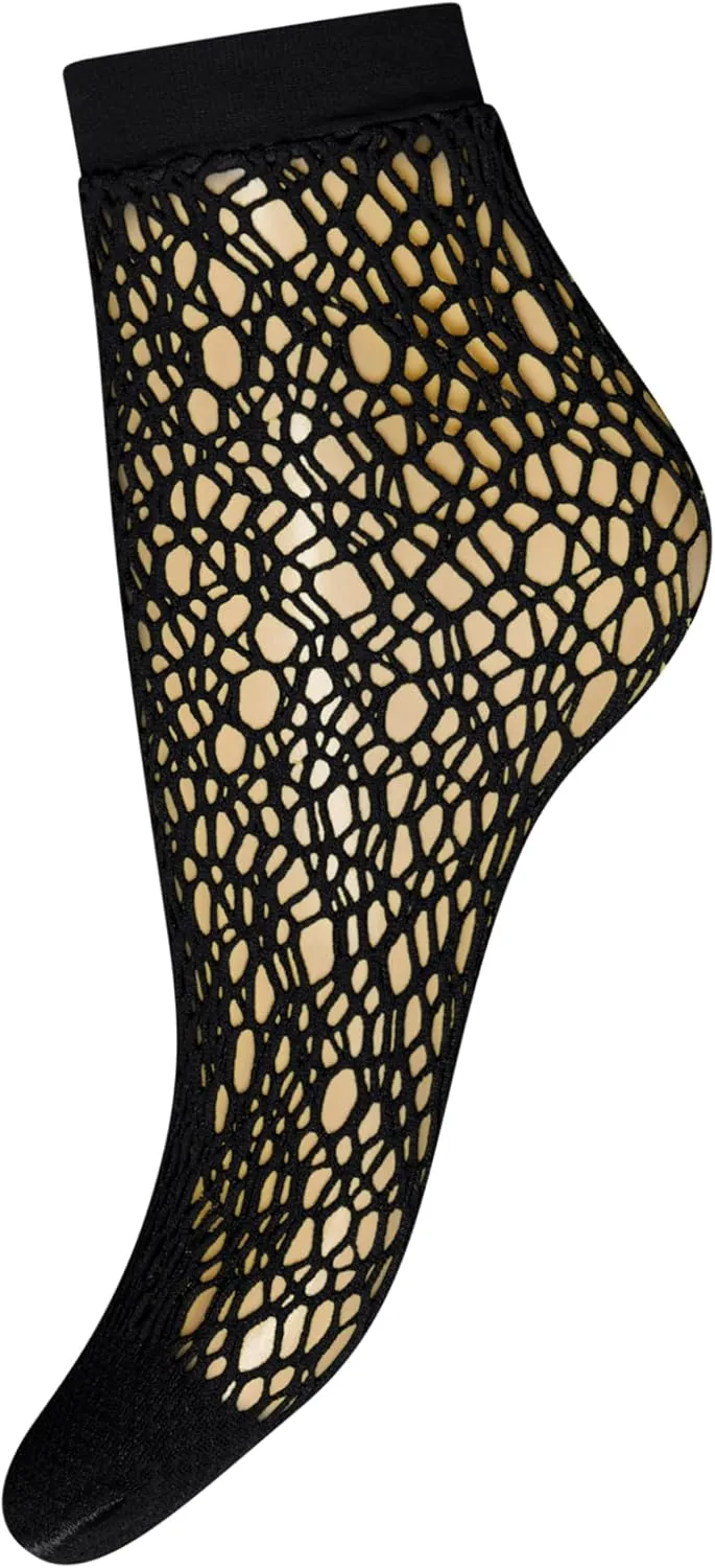 Wolford W Net Socks For Women Patterned Net Design Soft Solid Cuffs Sustainably Dyed No Show Perfect Comfort Short CrewSocks