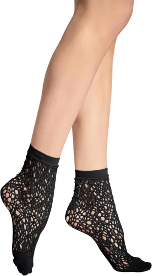 Wolford W Net Socks For Women Patterned Net Design Soft Solid Cuffs Sustainably Dyed No Show Perfect Comfort Short CrewSocks