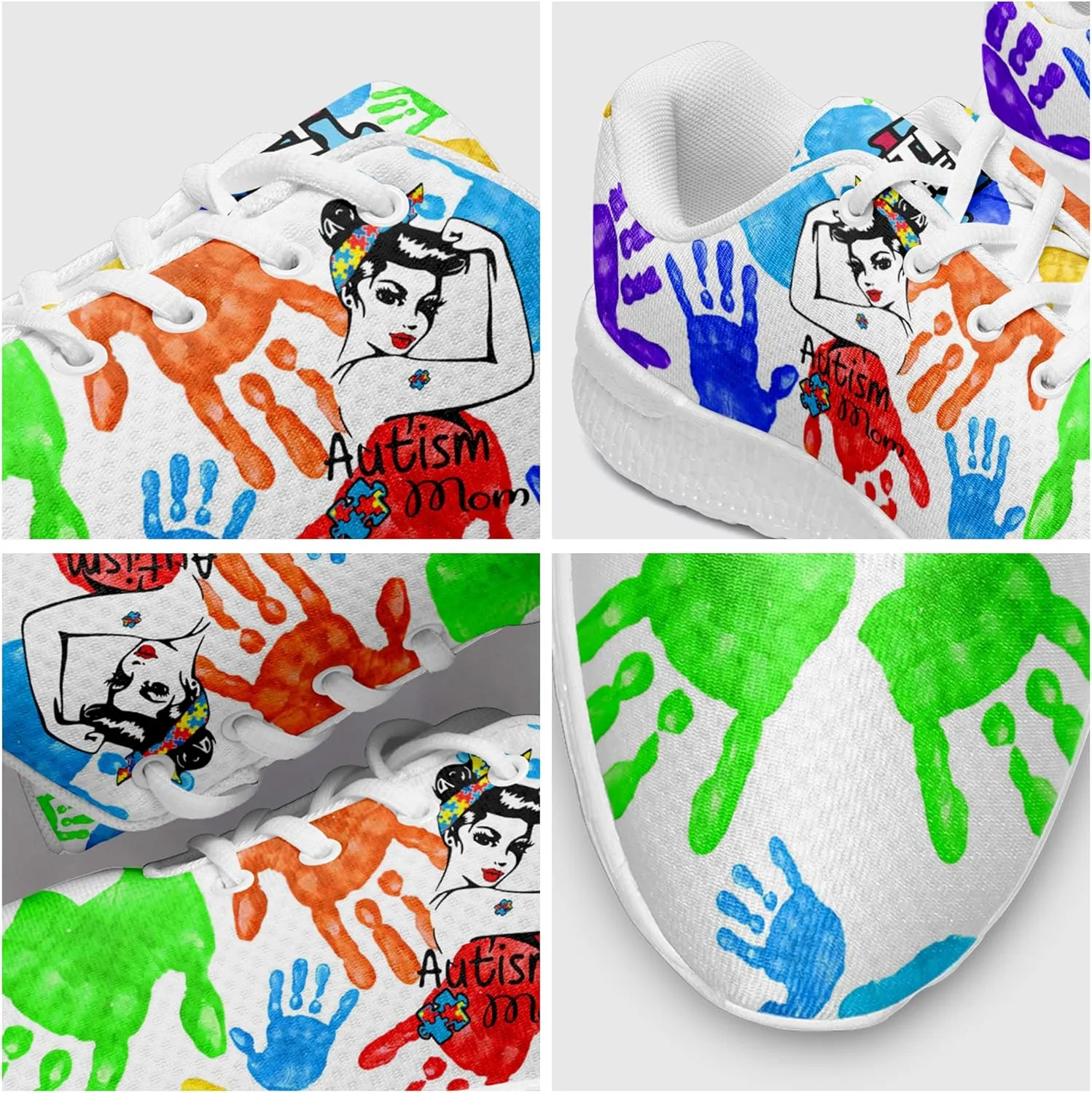 Women Casual Shoes,Autism Awareness Sneaker Slide On Comfort Lightweight Athletic Casual Tennis Gym Sneakers for Women