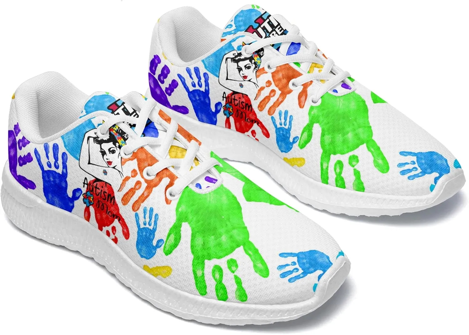 Women Casual Shoes,Autism Awareness Sneaker Slide On Comfort Lightweight Athletic Casual Tennis Gym Sneakers for Women