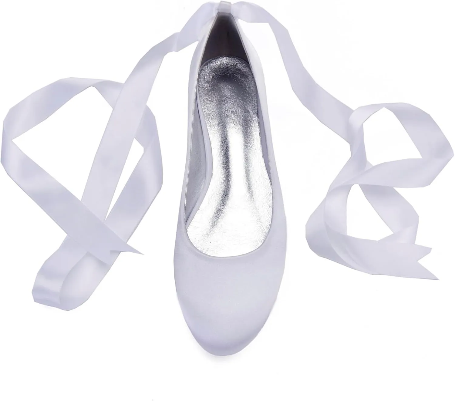 Women Comfort Flat Satin Wedding Shoes Round Toe Ribbon Bridal Evening Party Flats Shoes