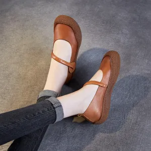 Women Retro Leather Soft Flat Casual Shoes
